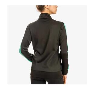 BCG Track Jacket Black Teal Full Zip Athletic Women L